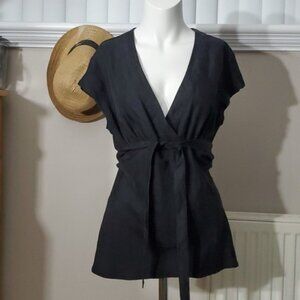 Jacob 100٪ Silk Cap Sleeve Kimono Top